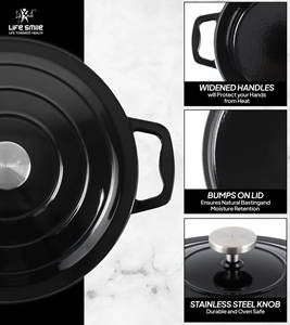 Olla para Sopa de Hierro Fundido con Tapa, Revestimiento de Esmalte Duradero Multicapa, Distribución Uniforme del Calor, Apta para Horno, Compatible con Inducción - Product Image 6