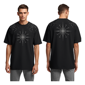 Camiseta Oversize Negra para Hombre con Diseño de Estrella de Cristal, Estilo Casual, de Algodón - Product Image 2