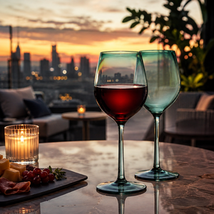 Verres à vin colorés en borosilicate faits à la main de 320 ml, sans plomb, à pied, pour vin rouge et blanc, réutilisables, vente en gros - Product Image 1