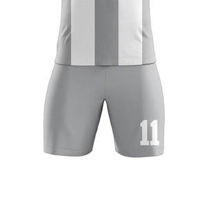 Custom Sublimated Soccer Uniform Set <b>Men's</b> White Gray Team Name 100% Polyester Quick Dry Wholesale Adult High Quality - Product Image 6
