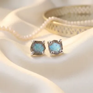 Pendientes de Labradorita Azul Flash, Plata de Ley 925, Corte Cojín, Piedra Preciosa Natural, Joyería Fina para Mujer, Venta al Por Mayor - Product Image 1