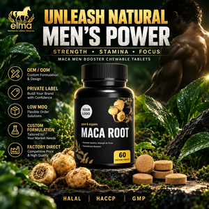 Suplemento de Extracto de Raíz de Maca Natural Halal Elma Food, 60 Tabletas Masticables, Apoyo Energético para Hombres, Metabolismo, Circulación, GMP - Product Image 1