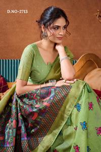 Sari de Seda de Última Moda, Atractivo y Espectacular, con Diseño Impreso, Fabricante de la India a Precio de Mayoreo - Product Image 2