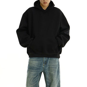 Sudadera con capucha de algodón orgánico con efecto desgastado, parche de aplique personalizado, bolsillo canguro y cordón, estilo streetwear, venta al por mayor - Product Image 3