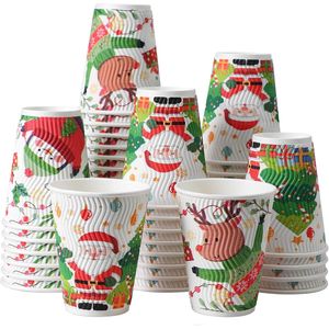 Confezione da 50 Bicchieri di Carta Isolanti Usa e Getta per Natale, Tazze Antigoccia per Caffè Caldo, Ideali per Feste Natalizie, Colazione e Ufficio - Product Image 1