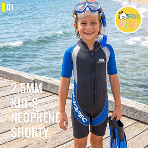 Aropec 2.5mm Neoprene Kids <b>Shorty</b> <b>Wetsuit</b> Front Zip Flatlock Stitched Thermal Swimsuit for Children Diving Surfing OEM/ODM - Product Image 2