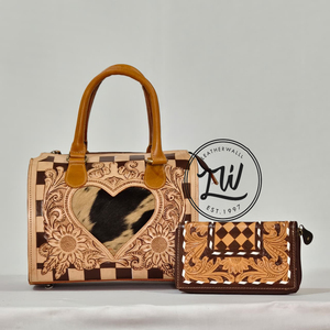 New Handmade Tooled Leather Shoulder Bag with <b>Checkered</b> Design Western Style Shoulder Purse <b>Top</b> Quality Custom Designer Handbag - Product Image 1