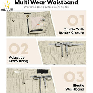 Shorts décontractés pour hommes avec doublure de compression, coupe classique 5/7 pouces, couleur kaki - Product Image 4