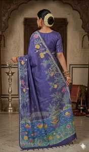 <b>Purple</b> Printed Bishnupuri Pure Silk Saree Set Women Indian Pakistani Clothing Regular Fit Casual Ethnic Wear - Product Image 2