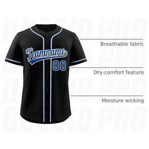 Maillots de baseball pour hommes sur mesure, respirants, 100% polyester, vêtements de sport, chemises de baseball à boutons sur le devant, impression par sublimation - Product Image 2