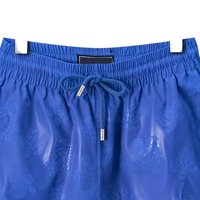 Shorts de bain tricotés pour hommes, bleus, à séchage rapide, imperméables, avec ceinture élastique doublée, motif uni, personnalisables avec logo, vente en gros