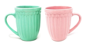Mug à café en céramique turquoise, couleur unie, design côtelé, style moderne, pour usage domestique, compatible micro-ondes et lave-vaisselle - Product Image 5