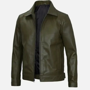 Chaqueta de Cuero para Hombre, Estilo Vintage, con Cierre, Chaqueta de Cuero Desgastado - Product Image 3