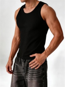 Camiseta sin mangas personalizada para hombre, para gimnasio, entrenamiento, transpirable, de algodón, deportiva, informal, para verano. - Product Image 5