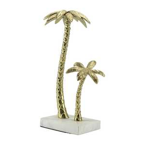 Escultura de Palmera Dorada de 36.5cm de Alto x 14.5cm de Ancho x 17cm de Largo, Hecha a Mano en Aluminio, Decoración Costera Moderna y Ecológica para Mesa de Salón - Product Image 4