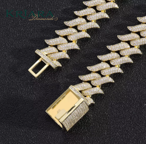 Men's Moissanite <b>Statement</b> <b>Necklace</b> Round Diamond S925 Gold Plated Link Chain Luxury Unisex Jewelry - Product Image 2