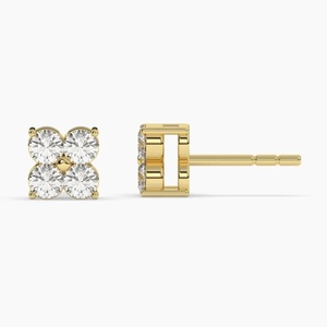 Pendientes de Oro Sólido de 14k/18K con Diseño de Trébol de Cuatro Hojas, Joyería Fina al por Mayor, con Diamantes de Laboratorio, Regalo para Mujer - Product Image 4