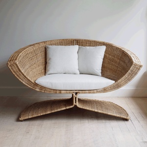 Silla de yoga de ratán estilo bohemio con forma de loto, excelente calidad, hecha a mano, para meditación. - Product Image 2