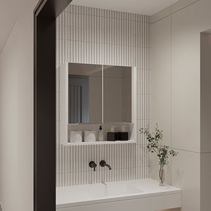Armadietto Portamedicinali Rettangolare Bianco Manchester con Specchio per Bagni - Product Image 1