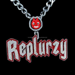 925 Sterling Silver Hip Hop Pendentif Night Glow Émail Personnalisé Lettre Glacée Conception VVS D Moissanite Diamant IGI Certifié Populaire - Product Image 1