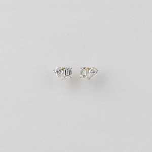Lab Grown 0.50 CT Each Pear & Emerald Cut Diamond Toi Et Moi <b>Stud</b> <b>Earrings</b> 18k Yellow Gold <b>Fine</b> Wedding Collation For Bride - Product Image 5