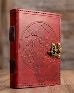 Vintage PU Leather Wolf Moon Journal with Metal Lock | Embossed Handmade Style <b>Diary</b> Notebook for Writing Gift - Product Image 1