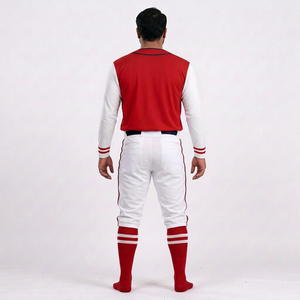 ชุดเบสบอลชาย แขนครึ่งตัว กระดุมหน้า เสื้อเจอร์ซีย์และกางเกงขายาว ระบายอากาศได้ดี ผลิตจากโพลีเอสเตอร์ 100% สำหรับผู้ใหญ่ ใช้ได้ทุกฤดู ป้องกันแบคทีเรีย - Product Image 2