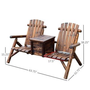 Wooden Loveseat Chair with Inset Ice Bucket Elegant Garden Sofas for Courtyard Use - Product Image 2
