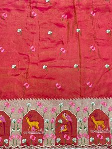 Tela de bordado de alta calidad con diseño floral elegante y lentejuelas para sari, lehenga, vestido de novia de lujo. - Product Image 6