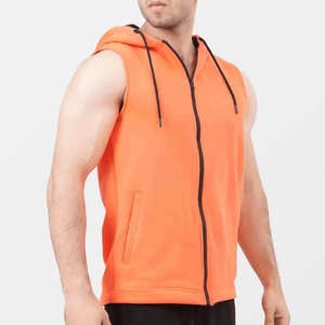 Chaleco con Capucha y Cremallera para Hombre, Sin Mangas, Color Sólido, Forro Polar, Estilo Casual, Corte Regular, Ropa de Otoño, Moderno y Deportivo - Product Image 3