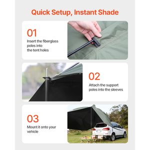 Tenda Laterale per Veicoli Grande 3x2,1m, PU2000mm UV50+, Accessori Esterni per Camper con Copertura Ombreggiante Estesa - Product Image 3