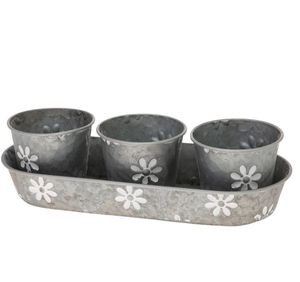 Ensemble de pots à fleurs rustiques en métal galvanisé avec plateau pour décoration de jardin intérieur/extérieur, taille et forme personnalisables, vente chaude - Product Image 4