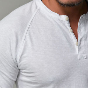 Trendy Men's <b>V</b>-Neck Long Sleeve Slim <b>Fit</b> T-Shirts 100% Cotton Solid Pattern Front Logo Eco-Friendly Breathable Quick Dry - Product Image 3