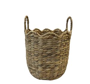 Panier rond en jacinthe d'eau de luxe écologique - Rangement polyvalent - Product Image 1