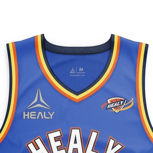 เสื้อบาสเก็ตบอล Healy แบบไม่มีแขนสำหรับผู้ใหญ่ ทั้งชายและหญิง ผ้าตาข่าย พิมพ์ลายแบบ Sublimated พร้อมชื่อทีมและหมายเลข ระบายอากาศได้ดี คอวี ทรงปกติ - Product Image 3