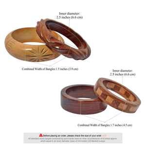 Bracelets artisanaux en bois de Sisso et de Bloodwood – Ensemble de bijoux en bois poli à la cire de teck pour femmes - Product Image 5