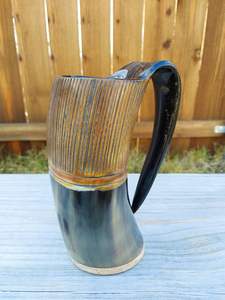 Taza de Cuerno de Búfalo Natural Hecha a Mano de Alta Calidad con Asa para Cerveza, Vino, Hidromiel, Cerveza Alemana, Estilo Ángel, Duradera - Product Image 5