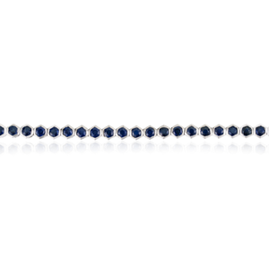 Nouveau Bracelet Tennis Empilable Haut de Gamme Personnalisé en Or Blanc 14K avec Saphir Bleu Véritable et Pierres Précieuses, Bijou de Mariage et de Fête - Product Image 3