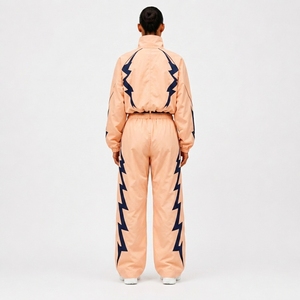 Black Nylon Sportswear Tracksuit <b>Set</b> with Zip Jacket and Pants for Athletic Training Fitness Running Gym Workout and Outdoor - Product Image 2