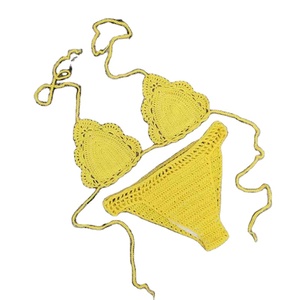 Wholesale Solid Color 2 Piece Women's Sexy Mesh <b>Crochet</b> Beach <b>Set</b> Swimming Dress Cover Up Handmade Beach Wear For Ladies - Product Image 6