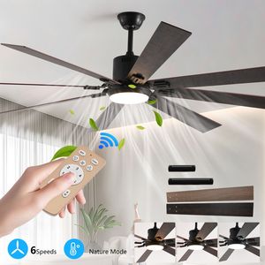 Ventilatore da Soffitto LED in Noce con 8 Pale in Legno, Telecomando, Dimmerabile, Temperatura Colore Regolabile per Soggiorno, Camera da Letto, Ufficio - Product Image 3