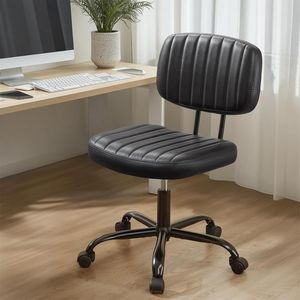 Sedia da Ufficio Senza Braccioli in Pelle PU con Comodo Supporto Lombare per Spazi Ristretti - Product Image 1