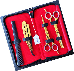 Ensemble de ciseaux de coiffure professionnels en acier inoxydable, kit de ciseaux à effiler pour salon de coiffure, pour droitiers, manche long en plastique - Product Image 6