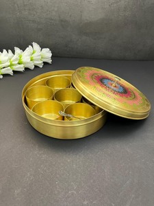 Decorative Brass <b>Spice</b> Container <b>Set</b> for Kitchen Storage - Product Image 2