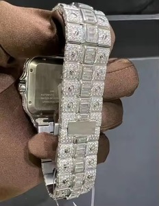 Reloj de Cuarzo de Lujo, Caja Rectangular de Acero Inoxidable, Esfera Analógica con Incrustaciones de Diamantes, Visualización de Fecha, Unisex - Product Image 5