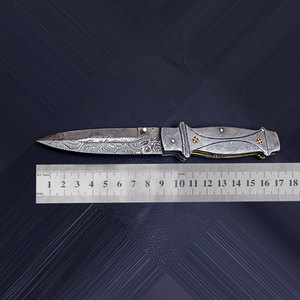 Premium Pattern Damascus Steel Folding Knife Handmade Pocket <b>Tool</b> Outdoor <b>Camping</b> Hiking Fishing Travel Everyday Utility - Product Image 1