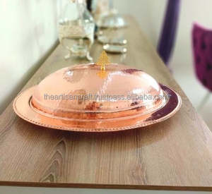 Assiette de service ovale en cuivre, assiettes décoratives, plateau de service avec couvercle en cuivre, plateau à manger, décoration de maison et de cuisine - Product Image 3