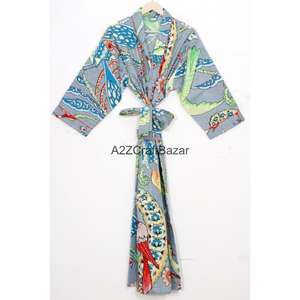 Kimono Informal 100% Algodón, Ropa de Dormir, Ropa de Playa, Diseño Floral Indio, Bata de Verano Transpirable de Secado Rápido para Mujer - Product Image 1