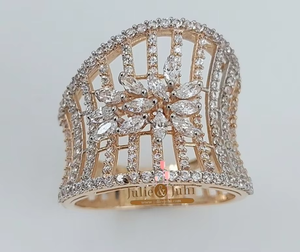 Bague élégante pour femme en or jaune 22 carats sertie de pierres, finition mate, pour événements de fiançailles, mariages et usage quotidien - Product Image 2