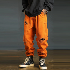 Street Fashion Distress Sweatpants Men Elastic Waist Oversize Distressed <b>Trouser</b> Pajama Men Winter Jogger Distress Fleece Pants - Product Image 3